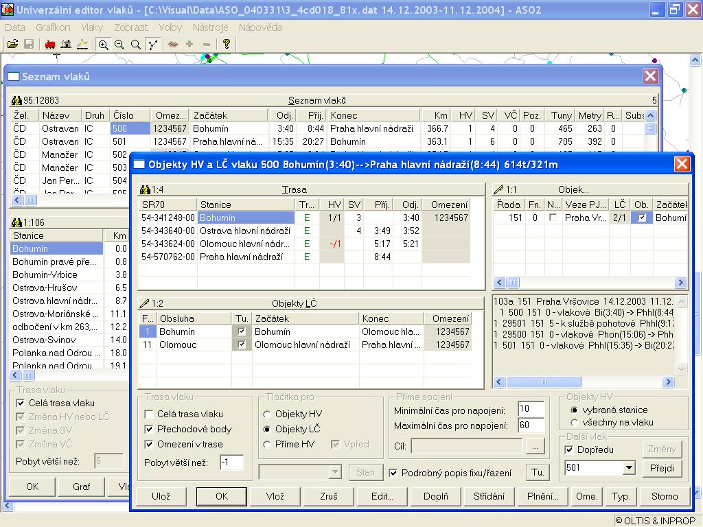 ASO2: Editácia objektov koľajových hnacích vozidiel a rušňových čiat vlaku č. 500